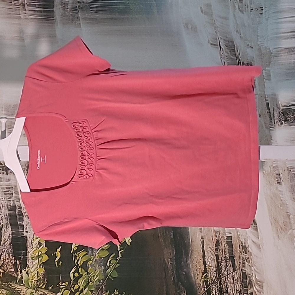 Croft & Barrow Womens Large short sleeve scoop neck stretchy coral top